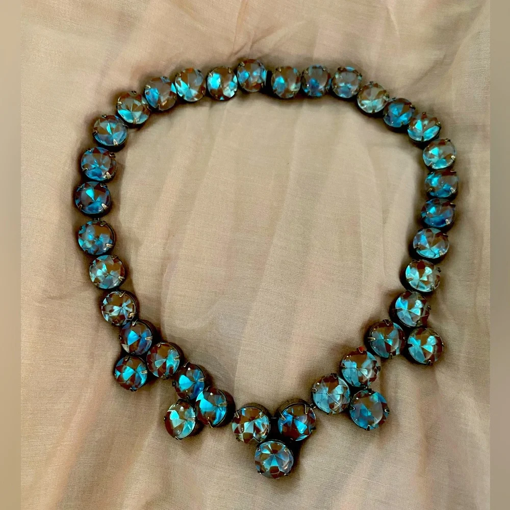 Stunning choker necklace in fabulous turquoise gray tones - Picture 1 of 3